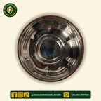 Brown Sheesham Wooden Hotpot with Steel Container & Brass Art