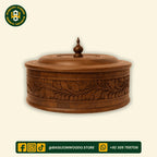 Handcrafted Sheesham Wooden Carved Hotpot