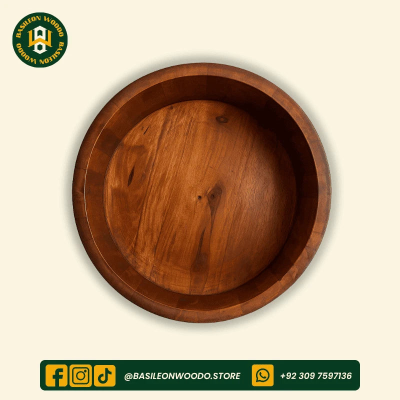 Handcrafted Sheesham Wooden Carved Hotpot