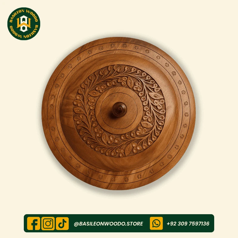 Handcrafted Sheesham Wooden Carved Hotpot