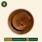 Yellow-Brown Sheesham Wooden Chess Pattern Hotpot with Brass Art