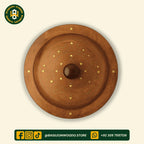 Yellow-Brown Sheesham Wooden Chess Pattern Hotpot with Brass Art